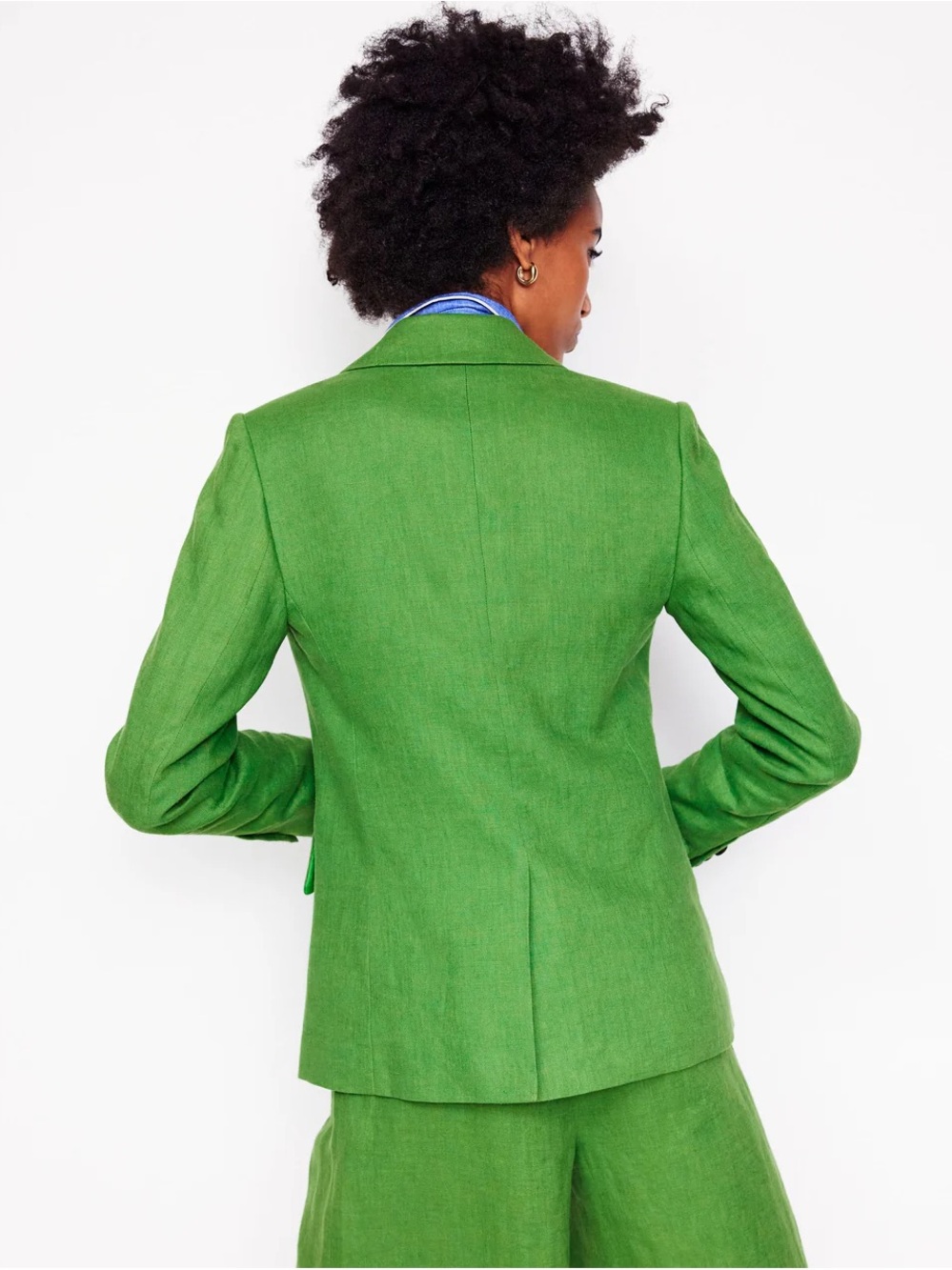 Boden Stamford Linen Blazer in Iguana Green - Picture 3 of 8